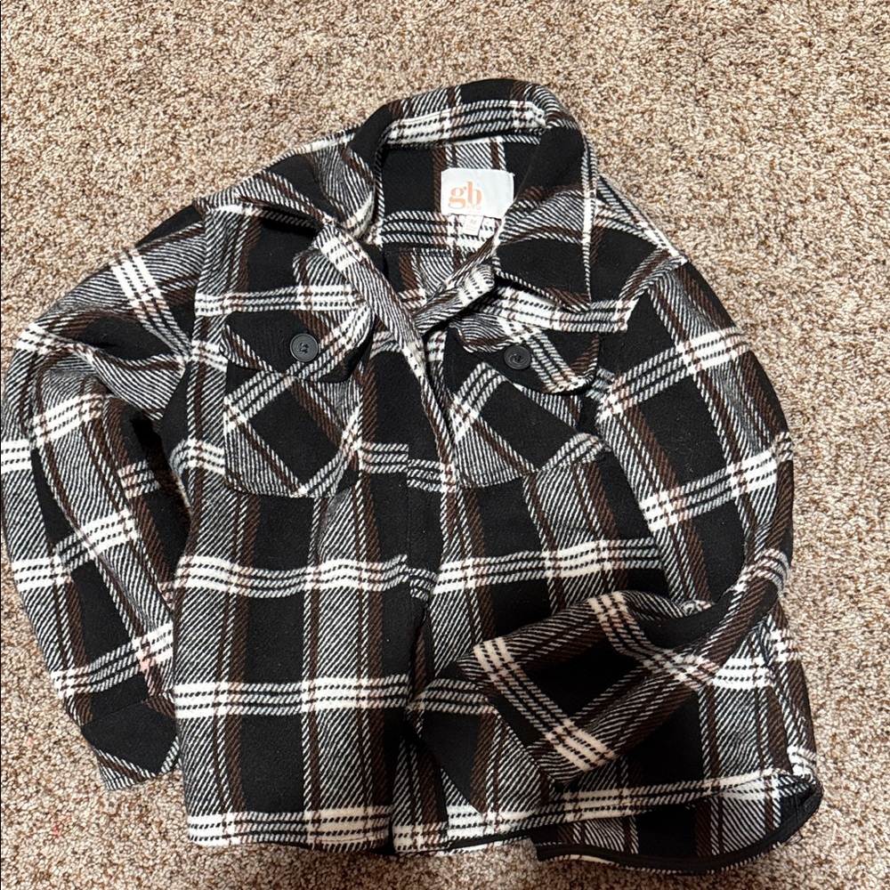 Gianni Bini Black and White Plaid Coat